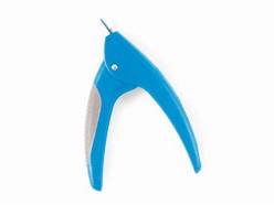 An Ancol nail clipper with 2 blue handles and a metal tip.