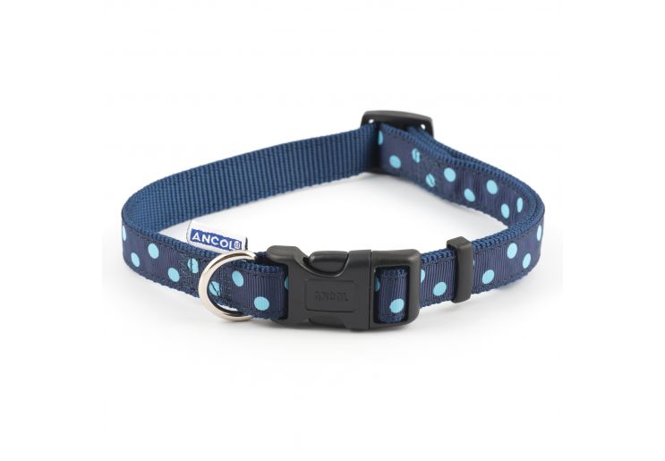 ***HALF PRICE*** ANCOL | Adjustable Collar - Blue Polka Dot - Size 1-2